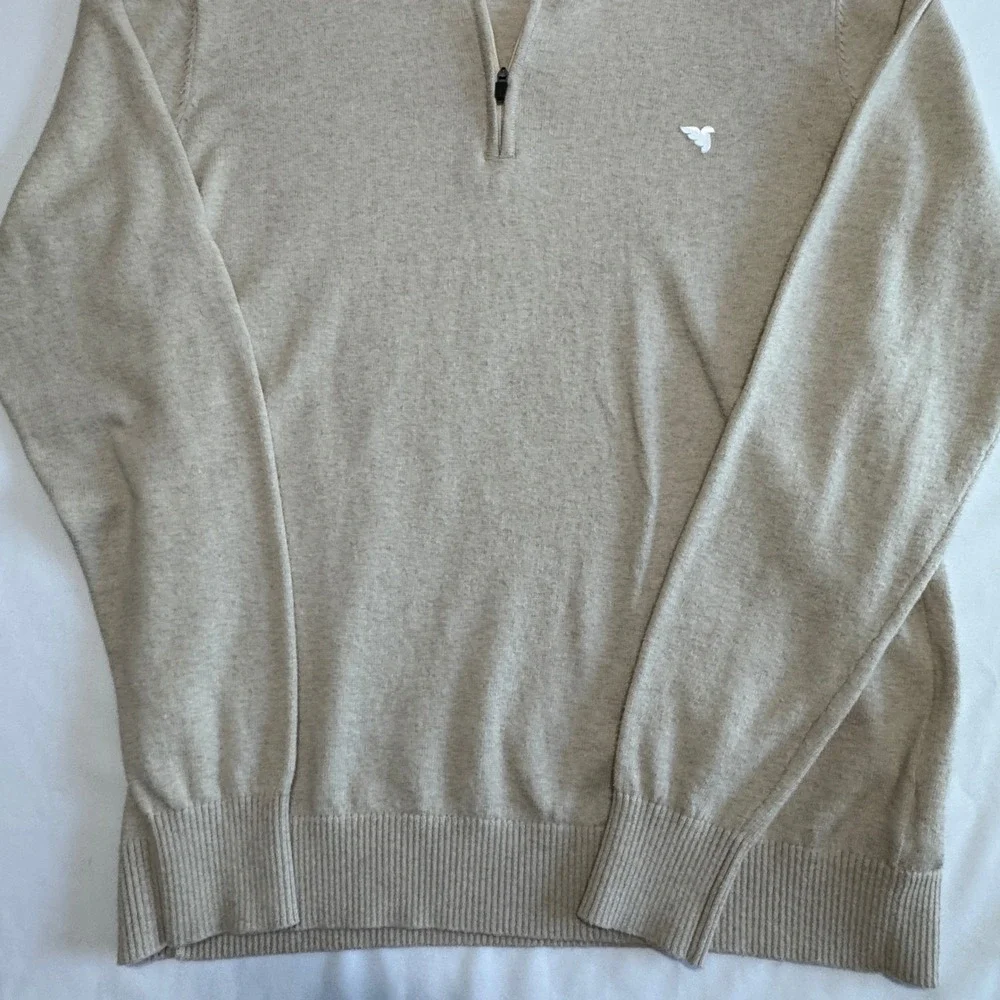 Macade Golf Bridge Merino Quarter Zip Mens Small Oatmeal Wool & Cashmere Blend